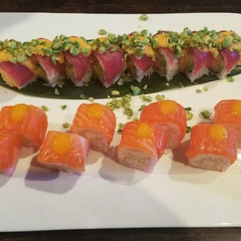 Kumo Hibachi - Back: Wasabi Tuna Roll, Front: Prince Roll (mango on top, perfect touch) - Japanese Near Me - New Haven, Connecticut