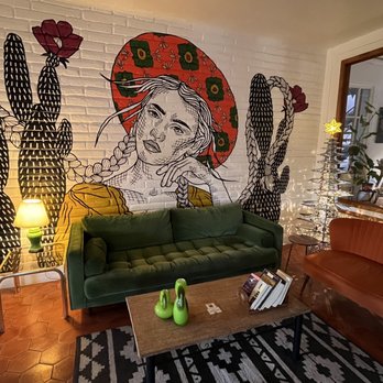 Grounded - Cute mural and I love the furniture in here - Pizza Near Me - Las Cruces, New Mexico