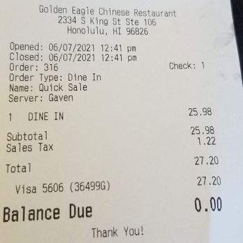 Golden Eagle Chinese Restaurant - Seafood Near Me - Honolulu, Hawaii
