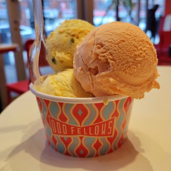 OddFellows Ice Cream - Sonic flavor, Mango Cheesecake, Passionfruit Apricot Pistachio - Ice Cream & Frozen Yogurt Near Me - New York, New York