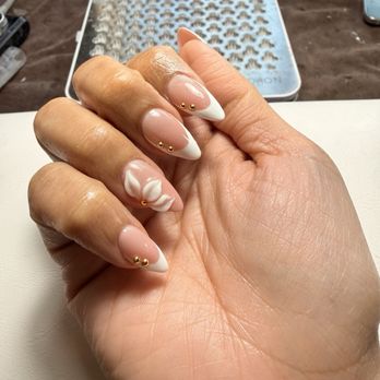 Curve Nail Studio - Gel x French manicure with gold beads and 3D gel. - Nail Salons Near Me - Reston, Virginia Curve Nail Studio - Gel x French manicure with gold beads and 3D gel. - Nail Salons Near Me - Reston, Virginia