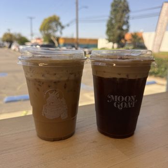 Moongoat Coffee Roasters - Iced Pumpkin Spice Latte with cold foam and Cold Brü with Tiramisu cold Foam - Coffee Roasteries Near Me - Garden Grove, California Moongoat Coffee Roasters - Iced Pumpkin Spice Latte with cold foam and Cold Brü with Tiramisu cold Foam - Coffee Roasteries Near Me - Garden Grove, California
