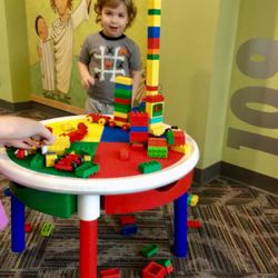 Plainfield Christian Church - Building towers on the Lego table