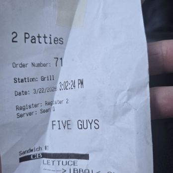 Five Guys - The man who helped me - Burgers Near Me - Allentown, Pennsylvania