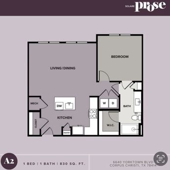 Prose Solaire - Floor plan and I chose (side x side w/d and walk-in coat closet) - Apartments Near Me - Corpus Christi, Texas