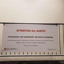 Braden Auditorium - No photography, video permissible. Smart watch  wearers and bearers beware. Just stay dumb, don't be smart by looking at your smart phones.