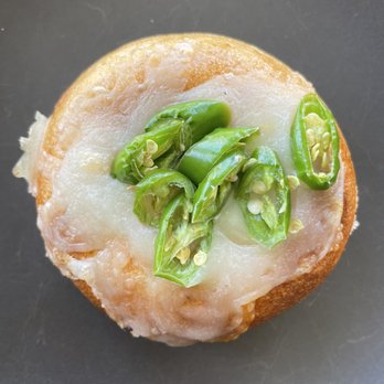 Dago Bagel - Toasted Serrano Pepper & Asiago Bagel w/ Calabrian Pepper & Honey Shmear - Bagels Near Me - San Francisco, California