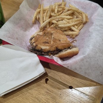 Nice Guys Burgers - Cheese burger with fries (extra grease?) - Halal Near Me - Riverside, California Nice Guys Burgers - Cheese burger with fries (extra grease?) - Halal Near Me - Riverside, California