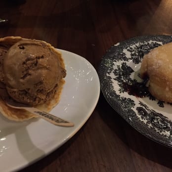Bar Siena - Bomboloni~ peanut butter and jelly donut and chocolate crunch/hazelnut ice cream in a waffle cone - Italian Near Me - Chicago, Illinois