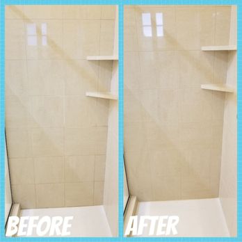 Grout 911 - Grout and tile cleaned, sealed and polished. Base of floor recaulked - Grout Services Near Me