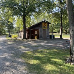 Westfield / Lake Erie KOA - Small bathhouse. Women's three stalls, one shower. Men's - two stalls, shower and that extra trough that's only in the men's room
