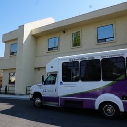 Center for Elders Independence - PACE Concord - CEI PACE van pulling up to the PACE Concord Center to drop off seniors for the day.