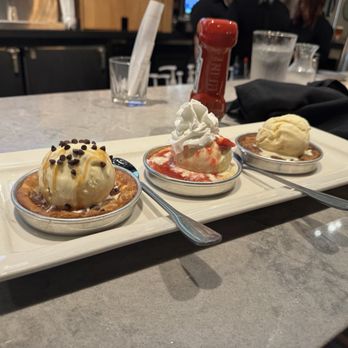BJ's Restaurant & Brewhouse - Pizookie Trio: Salted Caramel Pizookie, Strawberry Shortcake Pizookie, Chocolate Chunk Pizookie - Pizza Near Me - Torrance, California BJ's Restaurant & Brewhouse - Pizookie Trio: Salted Caramel Pizookie, Strawberry Shortcake Pizookie, Chocolate Chunk Pizookie - Pizza Near Me - Torrance, California