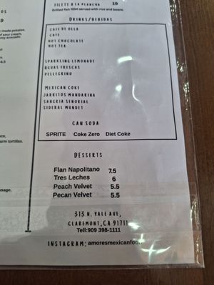 Menu photo 2 Amores Claremont, CA