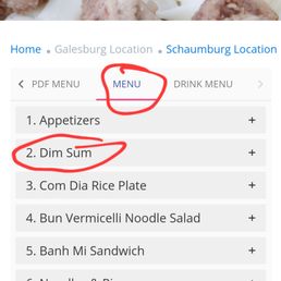 There's a section on the webpage that lists multiple menus. Swipe right until you find "menu" then click on dim sum section. There's a section on the webpage that lists multiple menus. Swipe right until you find "menu" then click on dim sum section.
