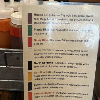 Black Ember Grill - Bbq sauces to try! I liked the House Bbq sauce and maple bbq - Barbeque Near Me - West Dover, Vermont Black Ember Grill - Bbq sauces to try! I liked the House Bbq sauce and maple bbq - Barbeque Near Me - West Dover, Vermont