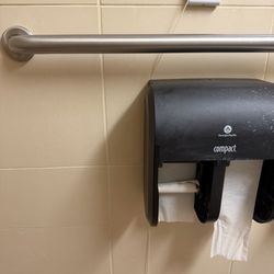 TriHealth Bethesda North Hospital - This is really fustrating, why is the handicap string behind the toilet paper dispenser? Ridiculous fix this