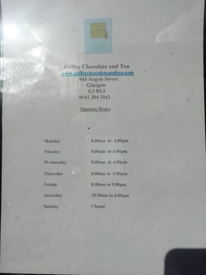Menu photo 1 CC&T Coffee Chocolate and Tea Glasgow, GLG Menu photo 1 CC&T Coffee Chocolate and Tea Glasgow, GLG