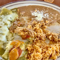 Cheese Enchiladas Plate with green sauce.
