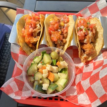 Gourmeltz - Grilled Cheese fried chicken tacos with the cucumber salad. - Sandwiches Near Me - Fredericksburg, Virginia