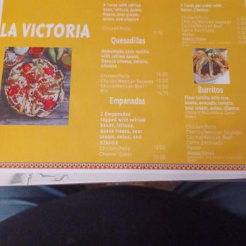 La Victoria - the menu of the restaurant - Mexican Near Me - Troy, New York