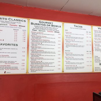 The Burrito Shop - The new posted menu - Mexican Near Me - Oakland, California