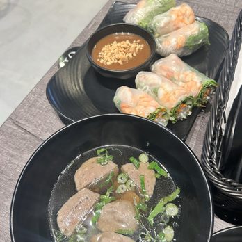 Pholuscious - Side of beef meatball and spring rolls - Vietnamese Near Me - Huntington Beach, California