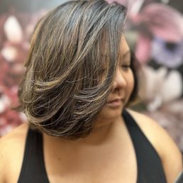 Balayage root touchup and haircut Balayage root touchup and haircut