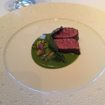 Aubergine - Dinner at Aubergine with a Dry-aged ribeye, broccoli, parsley dish as the main course of a 13 course tasting menu. To die for! - New American Near Me - Carmel, California