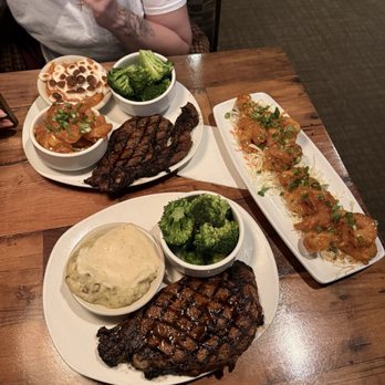 Aspen Creek Grill - We ordered the ribeye, mashed potatoes, broccoli, and the pow wow shrimp. - Seafood Near Me - Noblesville, Indiana Aspen Creek Grill - We ordered the ribeye, mashed potatoes, broccoli, and the pow wow shrimp. - Seafood Near Me - Noblesville, Indiana