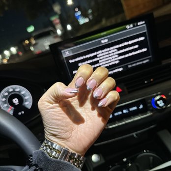 Queen Spa - Chrome French tip almond acrylic done by Lee - Skin Care Near Me - Austin, Texas Queen Spa - Chrome French tip almond acrylic done by Lee - Skin Care Near Me - Austin, Texas