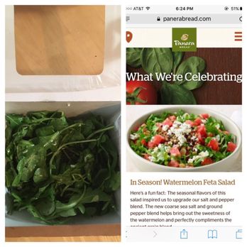 Panera Bread - The left side is what was given to me.  The right side is what I ordered-A Watermelon Feta salad!! Horrible!!!! - Sandwiches Near Me - Chula Vista, California