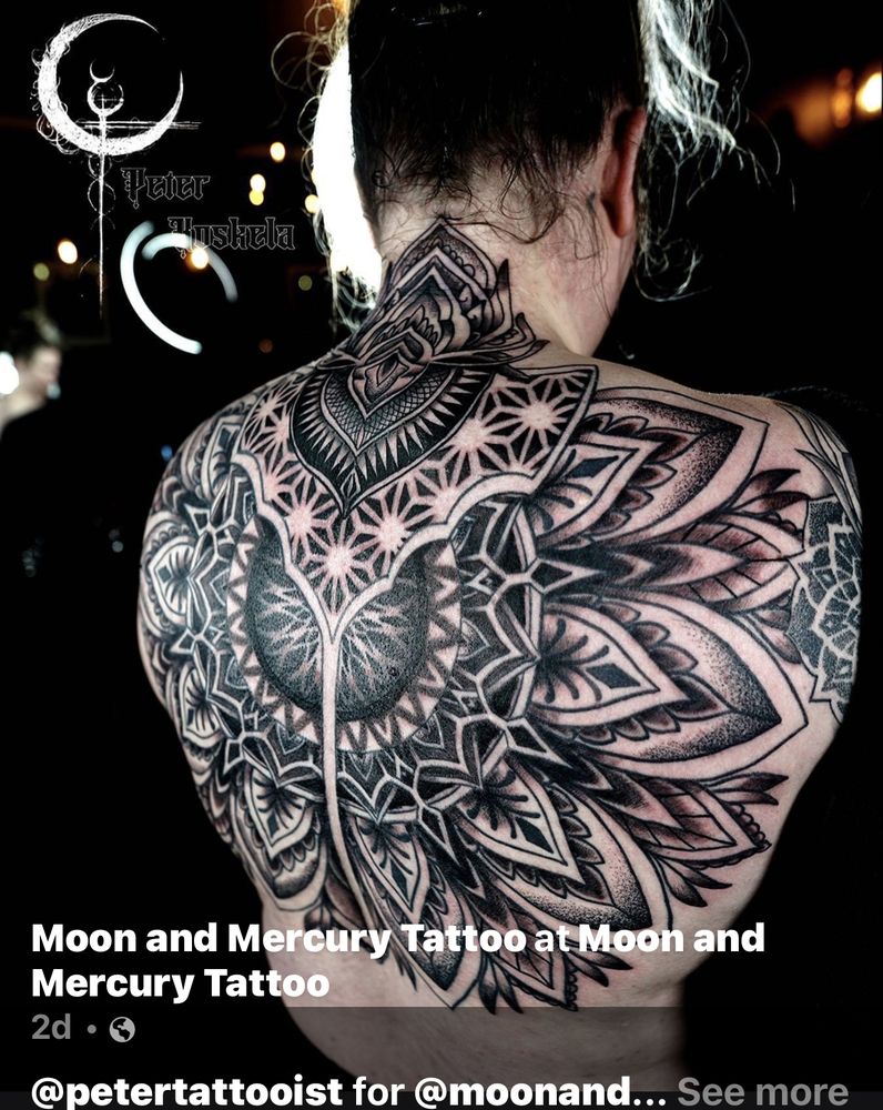 Moon and Mercury Tattoo Logo