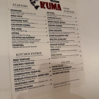 Kuma - Menu - Japanese Near Me - Monterey, California Kuma - Menu - Japanese Near Me - Monterey, California