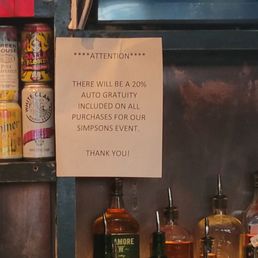 Sign Explaining Autogratuity for Non Service Sign Explaining Autogratuity for Non Service