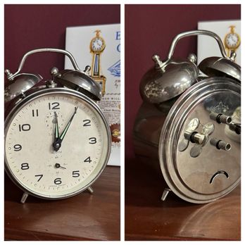The Village Timekeeper - Vintage * Saxon * West German * Chrome Plated Alarm Clock ~ Circa 1950's. Overhauled - Antiques Near Me - Hawthorne, New Jersey The Village Timekeeper - Vintage * Saxon * West German * Chrome Plated Alarm Clock ~ Circa 1950's. Overhauled - Antiques Near Me - Hawthorne, New Jersey