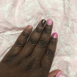8hrs gel manicure with "chrome" accent finger...bad job 8hrs gel manicure with "chrome" accent finger...bad job