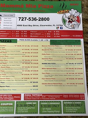 Menu photo 1 Mammá Mia Pizza Clearwater, FL Menu photo 1 Mammá Mia Pizza Clearwater, FL