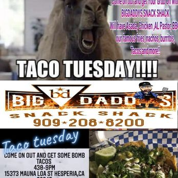 BigDaddy's Snack Shack - Taco tuesday Time - Food Trucks Near Me - Hesperia, California BigDaddy's Snack Shack - Taco tuesday Time - Food Trucks Near Me - Hesperia, California
