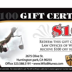 Law Office of Wilo B Nunez - 100.00 off retainer