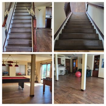 Frenchy's Flooring - a staircase and a pool table - Flooring Near Me Frenchy's Flooring - a staircase and a pool table - Flooring Near Me