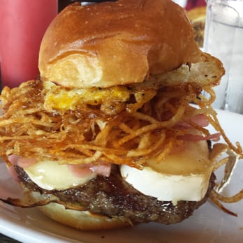 Twenty Tap - French Burger with an added fried egg. - Bars Near Me - Indianapolis, Indiana