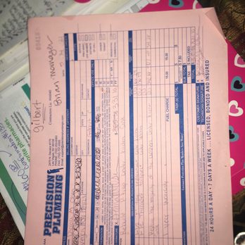Precision Plumbing - Invoice of services they tried to justify - Plumbing Near Me - Las Vegas, Nevada