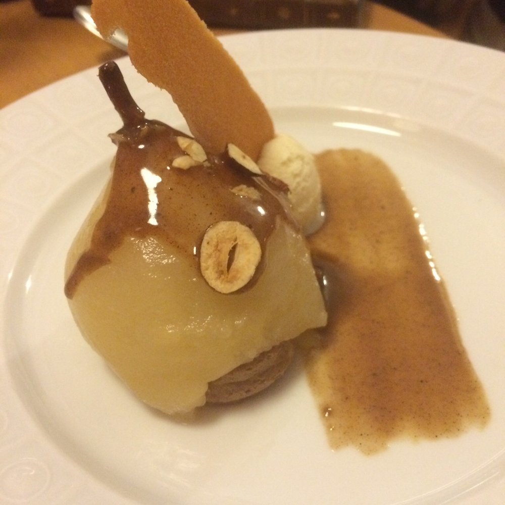 Le Florimond - Poached pear w a marscapone filling - French Near Me - Paris, 75 Le Florimond - Poached pear w a marscapone filling - French Near Me - Paris, 75