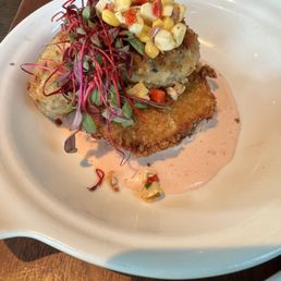 Crab-cakes (over a fried green tomato which was delish)