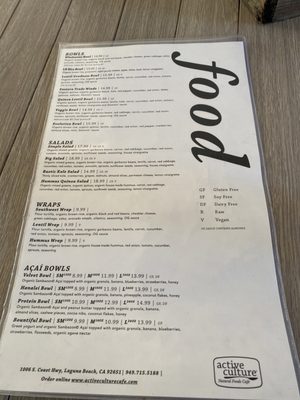 Menu photo 4 Active Culture Laguna Beach, CA