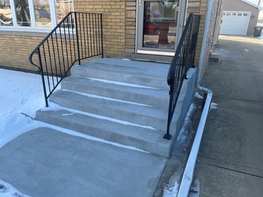 Residential - Our customer had new concrete stair and walkway done. They wanted new custom railings designed to add to there newly renovated house. Residential - Our customer had new concrete stair and walkway done. They wanted new custom railings designed to add to there newly renovated house.