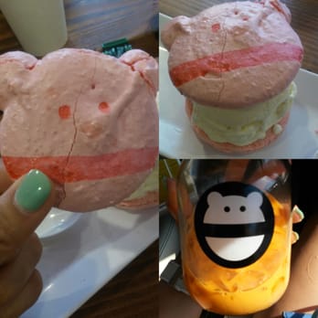 Mini Monster Cafe - My pink macaroon was strawberry flavor! - Ice Cream & Frozen Yogurt Near Me - Long Beach, California Mini Monster Cafe - My pink macaroon was strawberry flavor! - Ice Cream & Frozen Yogurt Near Me - Long Beach, California