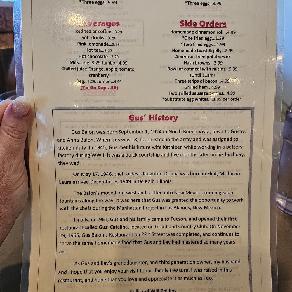 Gus Balons Restaurant - Menu - Breakfast & Brunch Near Me - Tucson, Arizona Gus Balons Restaurant - Menu - Breakfast & Brunch Near Me - Tucson, Arizona