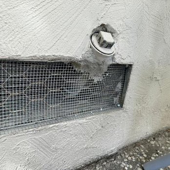 Rat Issues - Crawlspace vent, where extra mesh was added, and extra stucco put around the clean out to prevent rats from getting in. - Pest Control Near Me - Palo Alto, California Rat Issues - Crawlspace vent, where extra mesh was added, and extra stucco put around the clean out to prevent rats from getting in. - Pest Control Near Me - Palo Alto, California